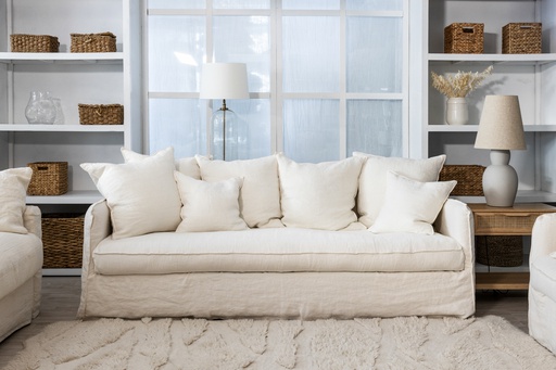 [179018V] Giselle sohva NewLin valkoinen pellava 205 cm